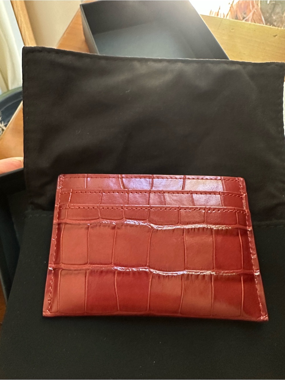 Chanel Card Case Burgundy Croc Embossed - Picture 2 of 8